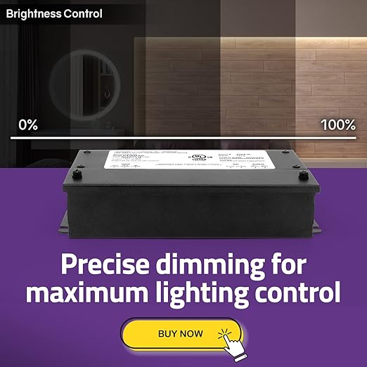 HitLights 24V 60W Dimmable LED Driver – Smooth Flicker Free Dimming – TRIAC, 0-10V, Phase Cut, & 10V PWM – Compatible with Lutron and Leviton Dimmer Switches, UL Listed, Class 2, 100-277V AC – 2.5A DC