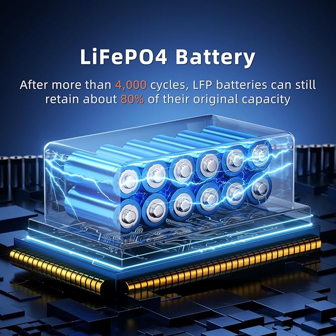 IEE 7680Wh Portable Power Station, 120/240V 5000W AC Output, Lifepo4 Home Battery Backup Expandable to 10kWh, Solar Generator for Home Use, Emergency, Camping, RV