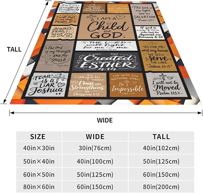 Christian Gift for Women, Bible Inspirational Throw Blanket for Couch, Soft Flannel Blanket, 50"x 60" Prayers Blankets for Bedroom Sofa Living Christmas Halloween Decoration