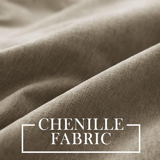 Macochico Extra Wide 100% Blackout Chenille Curtains 100" Wx96 L Thermal Drapes for Sliding Door Living Room Bedroom Auditorium Hotel Palm Curtains Grommet Top with Tieback Classic 1 Panel