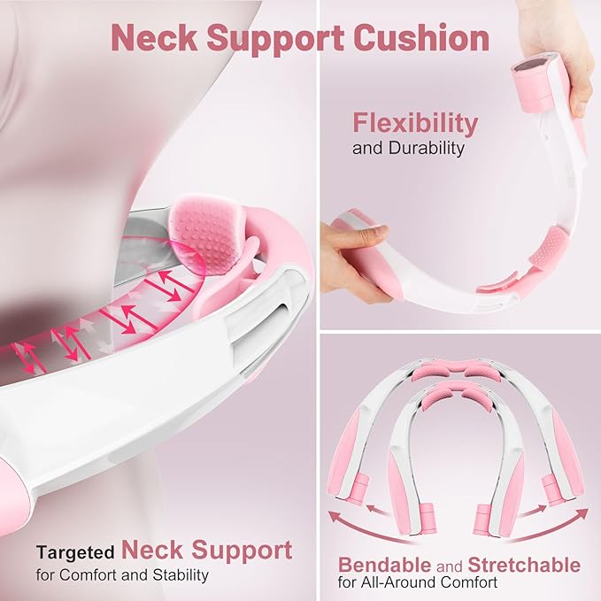 Slientspin AI Portable Neck Fan with 6 Powerful Speeds, 8000mAh Battery Operated USB-C Rechargeable Fan, Hands-Free 360° Cooling Personal Fan Neck for Women Mother Office Concerts Travel Beach(Pink)