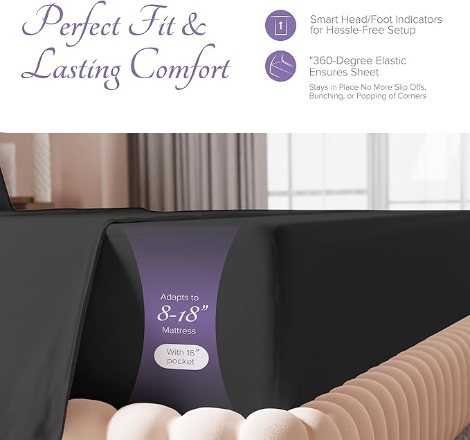 Carressa Linen 100% Egyptian Cotton Twin XL Sheets Set - 600 Thread Count Luxury Egyptian Cotton Sheets Twin XL Size (3 PC, Black), 16" Deep Pocket, Soft, Cooling, Sateen Weave Dorm Room Bedding
