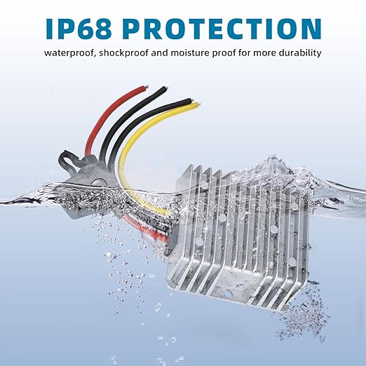 AIUWIZO 20A 240W Golf Cart DC-DC 24V 36V 48V to 12V Waterproof Converter Voltage Regulator Reducer Transformer with Fuse, Professional Step Down Converter