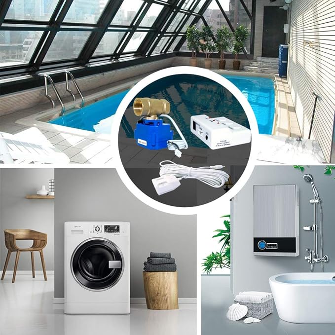 E-SDS Water Leak Detector with Shutoff Valve,Sensors and Sounds Alarm,Automatic Water Leak Shut Off Valve System,for Pipes 3/4 NPT,Flood Prevention for Laundry,Water Heaters and More