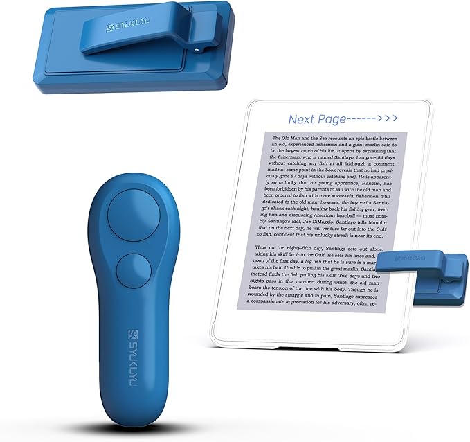SK SYUKUYU RF Remote Control Page Turner for Kindle Reading Ipad Surface Comics, iPhone Android Tablets Reading Novels Taking Photos(Blue)