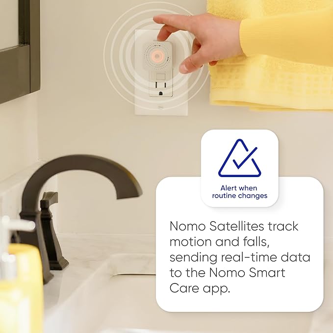 Nomo Smart Care Satellite - Eliminate Dead Zones & Boost Signal - Motion & Light Detector - Works w/Nomo Smart Care System - 1 Pack