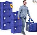 Moving Bags Heavy Duty Extra Large, Moving Boxes, Moving Supplies Essentials, Blue Storage Bins with Lids, Plastic Packing Totes, Storage Bags for Clothes with Handles & Zippers(Blue, 8 Pack)