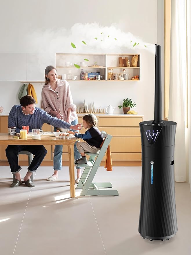 MONISEN 17L/4.5Gal Humidifier Large Room, Smart Quiet Ultrasonic Cool Mist Humidifiers for Bedroom, Covers 2000ft², 56H Runtime, 24H Timer, 3 Mist Modes Humidifiers for Home, Office, Plants, Black