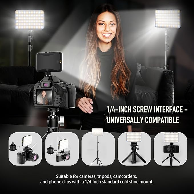 Selfie Light with Built in Power Bank, 96+ CRI Studio Lighting - 2000mAh Charges Phone, 2-24H Runtime with 3 Colors & RGB Modes Sturdy 360° Clip, for Professional Selfies, Video Conferencing (Black)