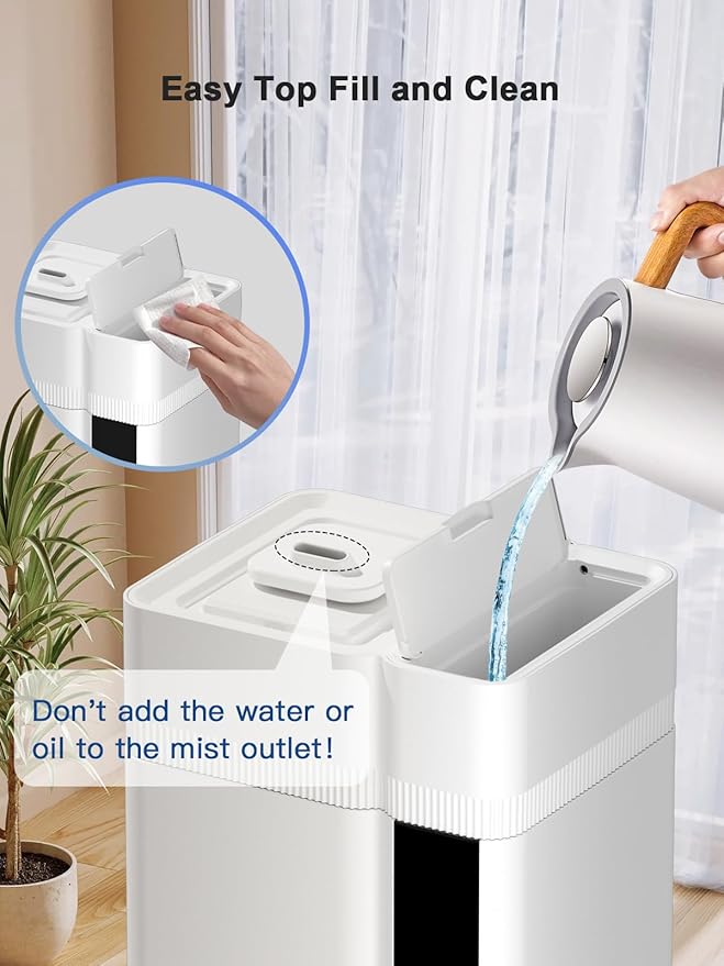 Zeova 13L/3.4Gal Humidifiers for Bedroom, Ultrasonic Warm & Cool Mist Humidifier Large Room, Covers 800ft², 72H Runtime, 24H Timer, 3 Mist Modes Top Fill Quiet Humidifiers for Home, Office, White