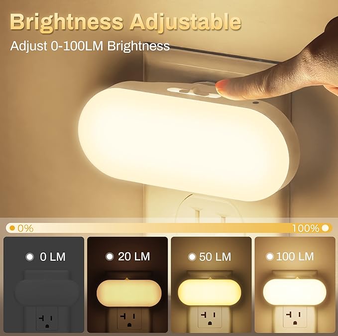 DORESshop Led Night Lights Plug into Wall Soft White, Compact Dimmable Night Light for Nursery 4Pack for Bedroom, Kids Room, Bathroom