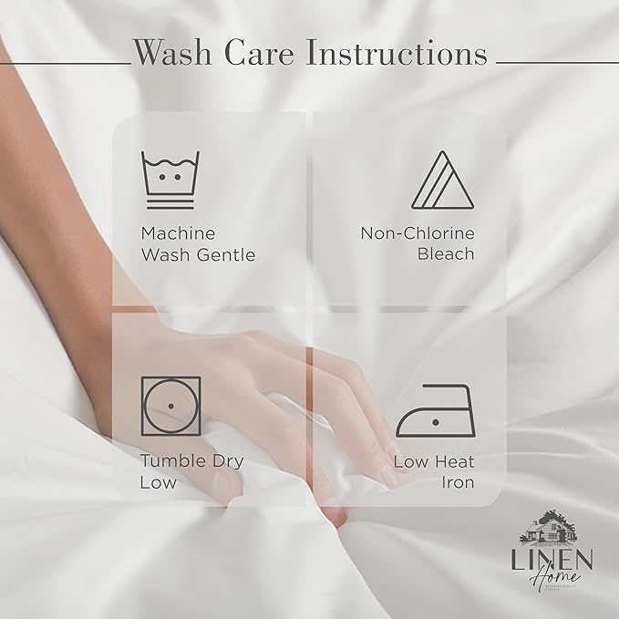 Linen Home 100% Cotton Percale Sheet Set Pack of 2, Queen Size, White, Deep Pocket, 8 Pieces Set - 2 Flat, 2 Deep Pocket Fitted Sheet and 4 Pillowcases, Crisp Cool and Strong Bed Linen