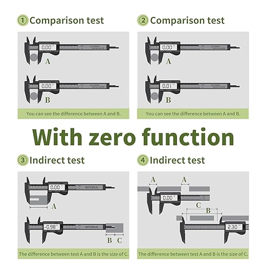 SCITOOLS Digital Caliper 0-6" Measuring Tool, Micrometer Caliper with Auto-Off Feature, Interchangeable Between inches and millimeters for Jewelry Measurement and 3D Printing