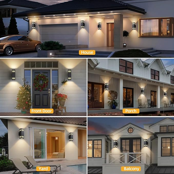 Zinola Dusk to Dawn Outdoor Lighting 2 Pack, Modern Outdoor Wall Lights Black Exterior Lighting Fixtures Wall Mount with E26 Base, Waterproof Sconce Outside Lights for House Porch, Bulbs Included