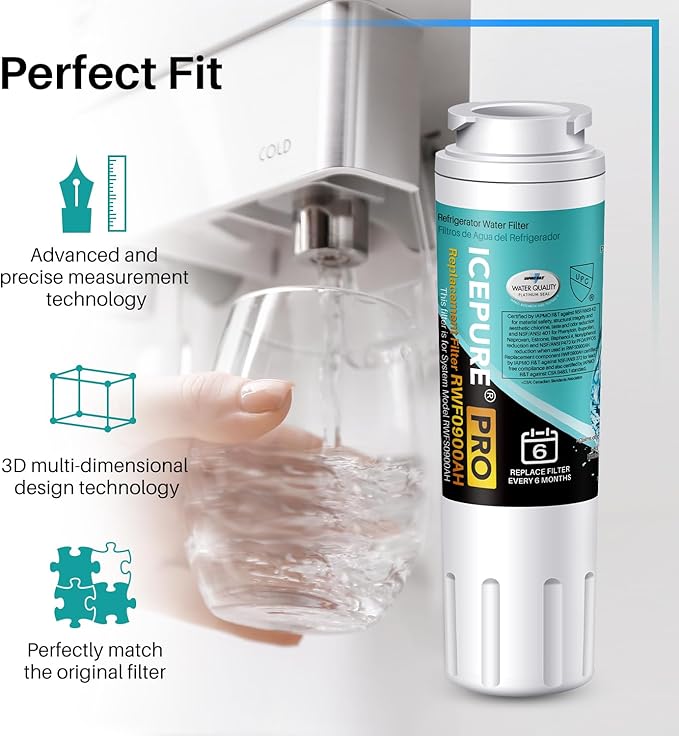 ICEPURE PRO UKF8001 NSF401&473&53&42 Certified Replacement Everydrop EDR4RXD1, Filter 4, Maytag UKF8001AXX UKF8001P, Whirlpool 4396395 WF-UKF8001 FMM-2 MPF15090 SGF-M9 Refrigerator Water Filter 1PACK