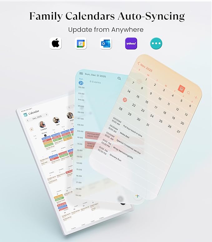 Cozyla Digital Calendar+ 2: 24 inch Wall Planner Touch Screen Chore Chart Customize Dashboard Smart Electronic Calendar for Family Schedules Meal Planner Support Any Google Play App Wall Mount White