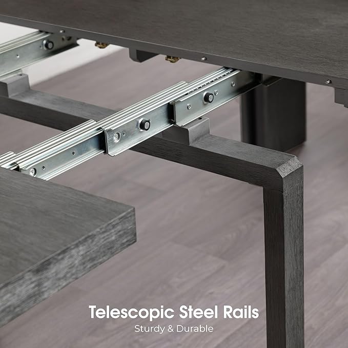 Transformer Table - Solid Wood Extendable Dining Table, Seats 2-12, Extendable Dining Room Table, Space-Saving Furniture, Expandable Dining Furniture (Dark Grey, Table + Bench)