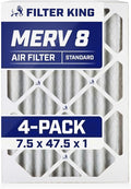 Filter King 7.5x47.5x1 Air Filter | 4-PACK | MERV 8 HVAC Pleated A/C Furnace Filters | MADE IN USA | Actual Size: 7.5 x 47.5 x .75"