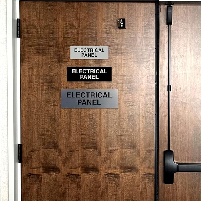 All Quality Basic Electrical Panel Sign - Fire Regulation Safety Compliance Sign - Black/Gold - Large (1 Pack)