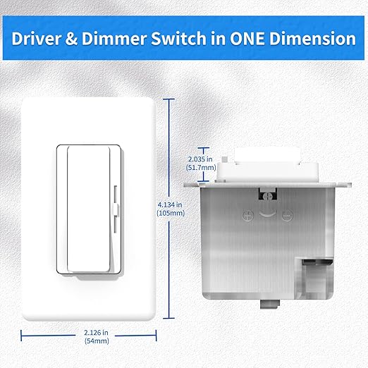 Dimmer and Driver Switch in ONE, AC120V 96W ON/Off Driver+dimmer 2 in1 Output Voltage: 24V +/-0.5V, UL,FCC,CE Class 2 Driver+dimmer Switch 2 in 1, Small Mini Driver+dimmer 2in1 UL Listed, Class 2