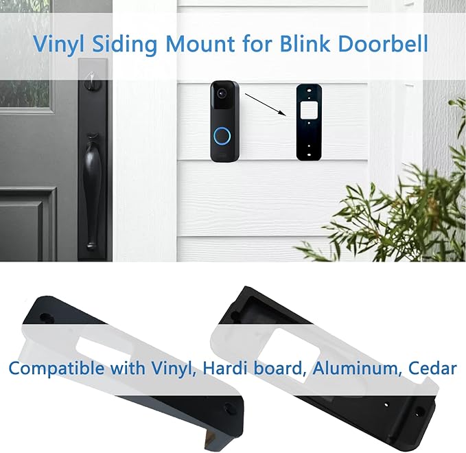 TEYOUYI Vinyl Siding Mount for Blink Doorbell, Angle Mount Wedge for Blink Video Doorbell (4" Standard Vinyl, Hardi Board, Aluminum, Cedar）Black