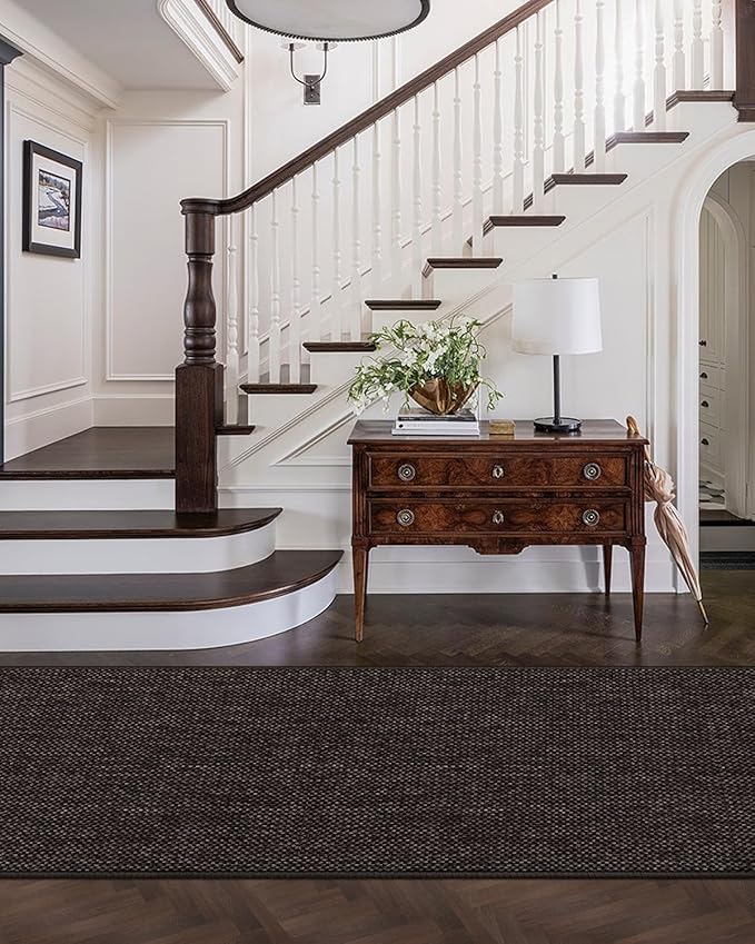 Color&Geometry Door Mat 3'x10' Runner Rug with Rubber Backing, Non Slip Washable Hallway Rug, Carpet Runners for Hallway Living Room Bedroom, Brown (Rolled-up NO Creases)