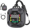 Portable Carbon Monoxide Detector Travel, Rechargeable 3-in-1 CO, Temperature & Humidity Meter, 240h Standby,Custom Alarm Thresholds, with Magnetic Back,for Hotel,Home,Camping for Car RV(Black)