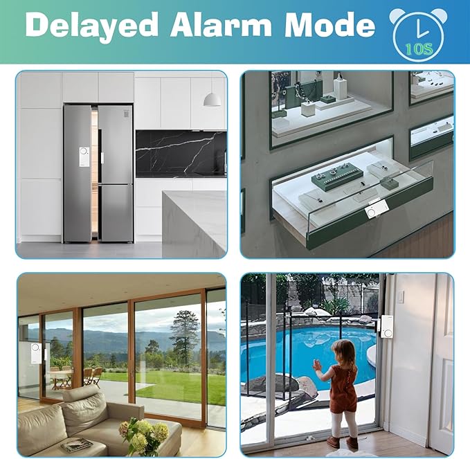 HENDUN Updated Door Alarm for Home Security,Pool Alarm for Kids Safety, House Security Sensor,Door Chime with Delay,Wireless Doorbell Ring When Opened (1)