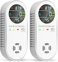 Vilfet Carbon Monoxide Detectors and Natural Gas Detector, 4-in-1 Carbon Monoxide Detectors Plug in, Gas Leak Detector with Dual Alarms, Temperature & Humidity Sensor for Home, RV, White, 2 Pack