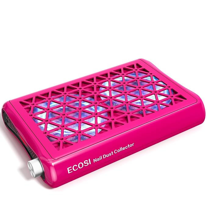 ECOSI Nail Dust Collector, Dual Turbo & 1600PA Professional Vacuum Fan Dust Extractor with 30 Pcs Filter Papers, 8000RPM 10-Level Adjustable Suction for Manicure, Salon Nail Tech & Home