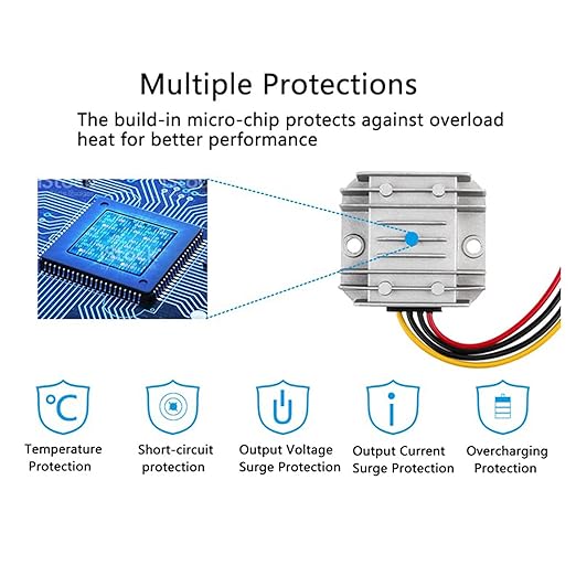Voltage Regulator Reducer DC 8V ~ 40V to 12V 3A 36W Converter- DC 36V 24V 18V to 12V Step Down Up Converter Regulator Waterproof Module Transformer for Golf Cart Club Car