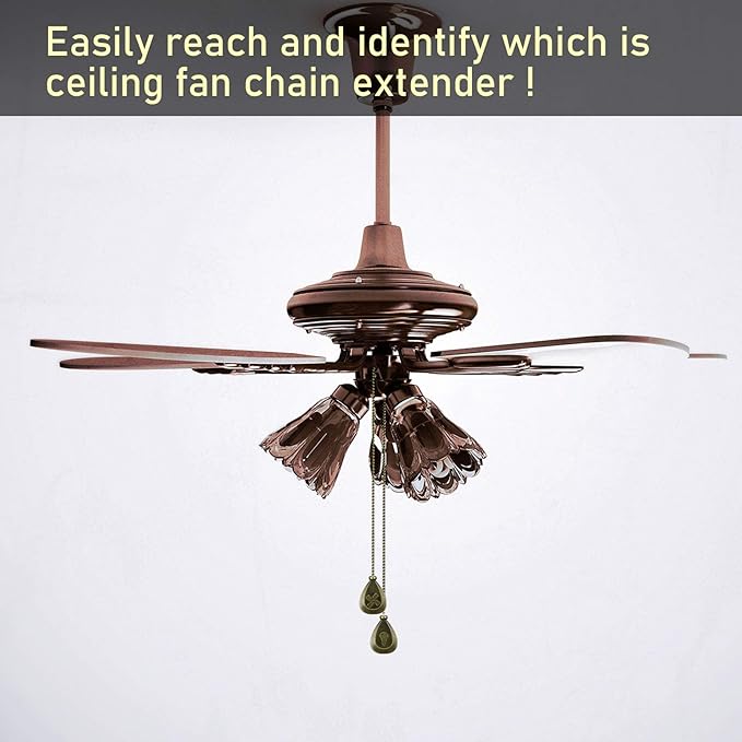 4 Pieces Ceiling Fan Pull Chain Extender Ornament 12 Inch Ceiling Pull Chain Extension Classic Drop Shaped Pendant Beaded Ball Cord for Fan Light lamp Decorative with Connector(Cinnamon)