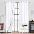 RYB HOME 100% White Blackout Curtains, Noise Reducing 84 inch Curtains Small Particle Dust Filter Window Drapes Energy Effieient for Bedroom Laundry Room Furance, W52 x L84 inch, 2 Panels