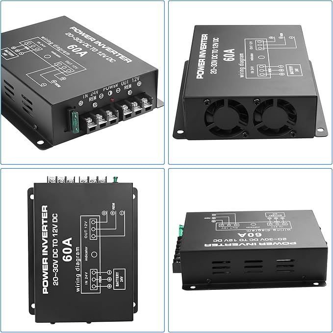 MEIRIYFA DC 24v to 12v 60A Power Converter Inverter,DC Step Down 24v to 12v 720W Large Power Supply Converter Car Voltage Electric Buck Regulator Reducer for Motor Car Truck Vehicle Boat Solar System