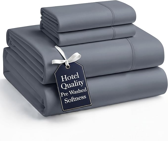Casa Platino Charcoal Full Size Sheets, Pre-Washed Bed Sheet Full Ultra Soft & Breathable Full Bed Sheets Set, Brushed Premium Microfiber Full Sheet Set with Deep Pockets, Full Bed Set - Charcoal