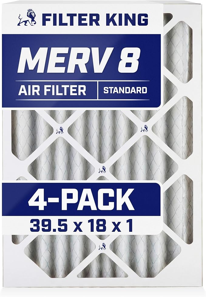Filter King 39.5x18x1 Air Filter | 4-PACK | MERV 8 HVAC Pleated A/C Furnace Filters | MADE IN USA | Actual Size: 39.5 x 18 x .75"