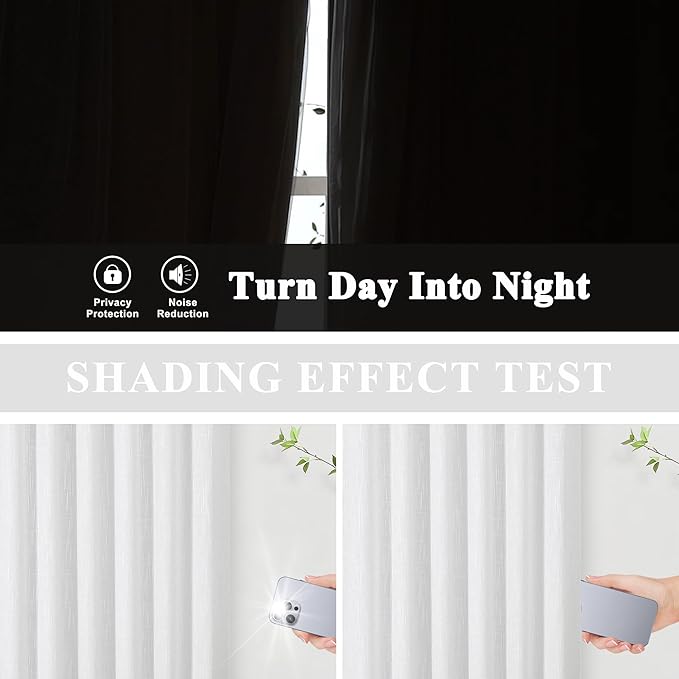 Vision Home White Full Blackout Curtains Back Tab Rod Pocket for Bedroom Living Room Thermal Insulated Window Treatment Panels 84 inch Modern Room Darkening Soundproof White Drapes 50" Wx84 Lx2