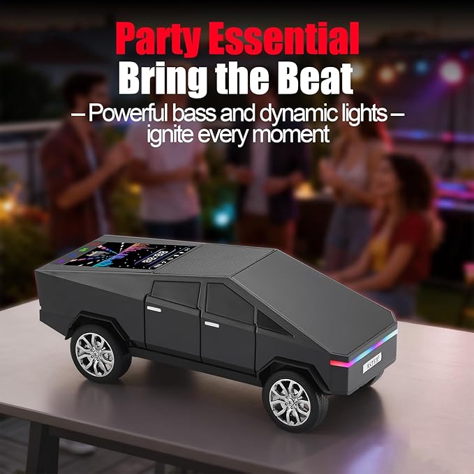 WSTER Portable Car Model Bluetooth Speaker with HD Stereo Sound, TWS Dual Pairing, LED Display, Truck-Style Wireless Speaker for Home, Office, Gaming & Collectible Display (Black)