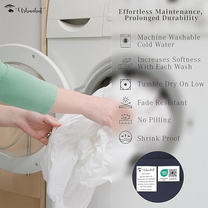 URBANHUT 800 Thread Count 100% Cotton King Size Sheets, Luxury 4 Piece King Bedsheets, Hotel Sheets Sateen Finish - Better Than Egyptian, 16" Elasticized Deep Pocket - Navy Blue