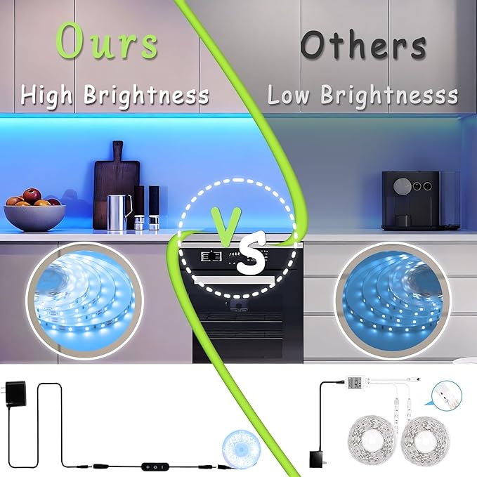 Aalnfe Blue Led Lights Strip Indoor Rope Lights Easy DIY Cuttable Strip Lights for Fish Tank Bar Room Bathroom Living Room Kitchen Ceiling Wall Vanity Mirror Decor