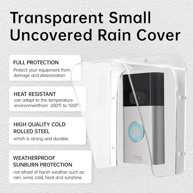 Doorbell Rain Cover Weatherproof Compatible for Ring/Blink/Google Nest Video Doorbell, Large Acrylic Doorbell Cover Protector for Outside Camera Doorbell/Door Keypad/Attendance Machine