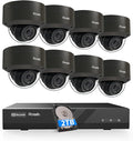 PANOOB 8 Channel Security Camera System, 8X 4K IK-10 Vandal-Proof PoE Dome Cameras, AI Human Vehicle Detection, IP66 100ft IR Night Vision Built-in Microphone, 4K 8CH PoE NVR 2TB HDD, PD54B0808-8M