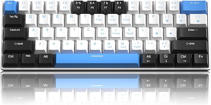 Camiysn 60% Mechanical Gaming Keyboard,Mixed Color Keycaps Gaming Keyboard with Brown Switches, Detachable Type-C Cable Mini Keyboard with Blue LED Light for PC/Laptop