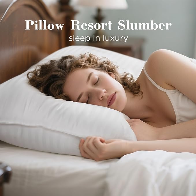 viewstar Bed Pillows Queen Size Set of 2, Hotel Collection, Down Alternative Big Pillow for Back, Stomach or Side Sleepers, Firm