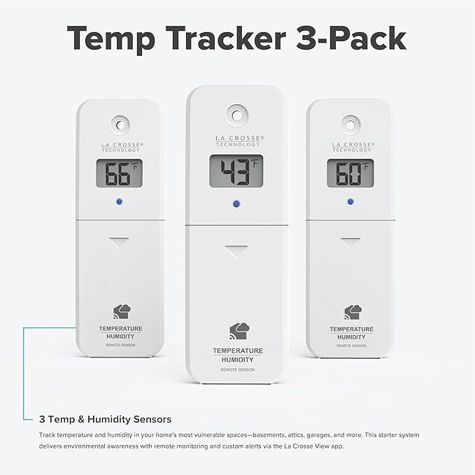 Temp Tracker Wi-Fi Alert System 3 Pack with The Bridge Gateway and 3 Indoor Outdoor Temperature and Humidity Sensors