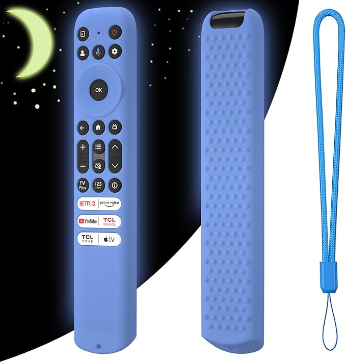 Hi Color Silicone Cover for TCL RC813 FMB1/RC923/RC902V Remote Protective Case Sleeve for TCL Smart TV Remote RC813 FMB1 Case Cover(Glow Blue)