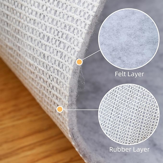 Non Slip Rug Pad, Natural Rubber Backing Rug Pads 1/4” Thick, Felt Rug Gripper Pad, Non Slip Under Carpet Mat, Under Rug Cushion for Hardwood Floors, Carpet Runners (2x3FT)