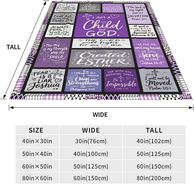 Christian Blanket Gift for Women, Inspirational Throw Blanket for Couch, Soft Lightweight Flannel Blanket, 40"x 50" Thoughts and Prayers Blankets for Bedroom Sofa Living Room Decoration
