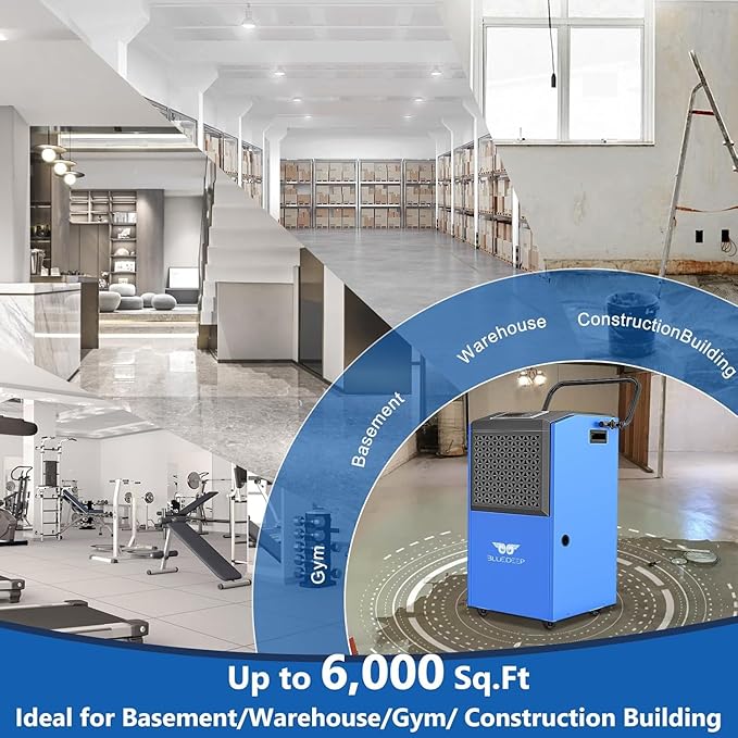 158 Pints Commercial Dehumidifier with Pump for Basements, Industrial Heavy Duty Commercial-grade Portable Dehumidifiers for Large Spaces Warehouse Grow Room, Water Damage Restoration