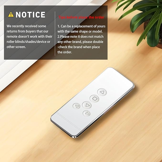 Replacement Remote for Roller Blinds - 5-Channel Compatible with Rollerhouses ERB22/ERB25/EY1612/EY2512 Motors - NOT Universal (Verify Your Original Controller Before Purchase)